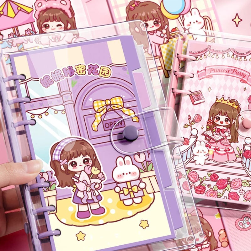 SWOPPERRY Korean Stationery Mini Transparent 3-Hole Binder Spiral Diary Notebook – Cute Kawaii Portable Journal Notebook Agenda for Girls & Students (80+ Pages) (DREAM DAIRY) - Image 5