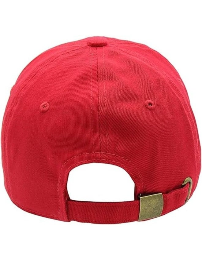 SARAOONT 100% Cotton Red Baseball Dad Cap - Adjustable Size Hat for Running, Workouts, and Outdoor Activities - Baseball Cap for Men and Women  - Image 2