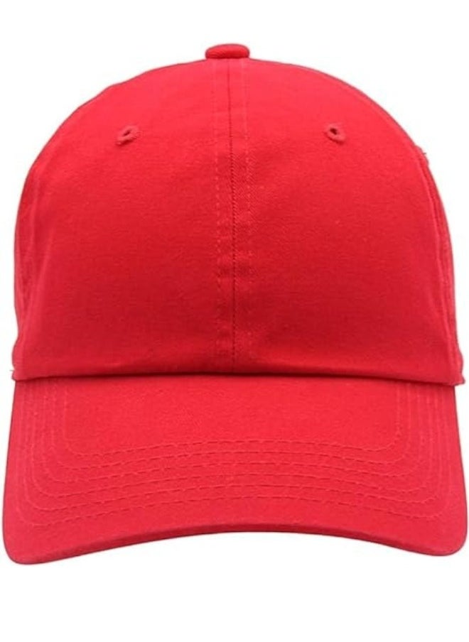 SARAOONT 100% Cotton Red Baseball Dad Cap - Adjustable Size Hat for Running, Workouts, and Outdoor Activities - Baseball Cap for Men and Women  - Image 1