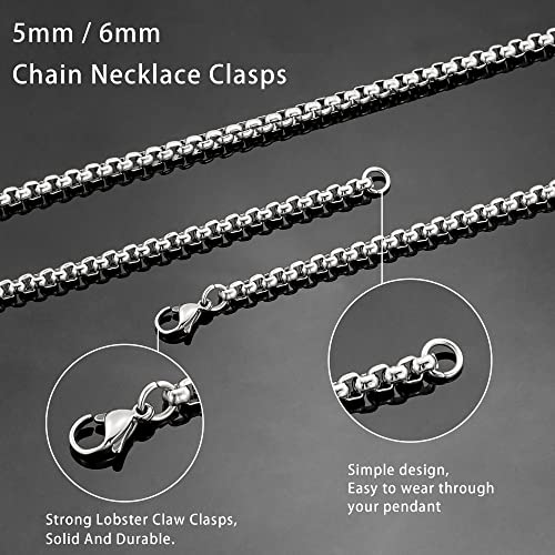 Monily 5 mm 22 In Square Rolo Stainless Steel Chain Necklace Round Box Necklace Men Women Jewellery - Image 5