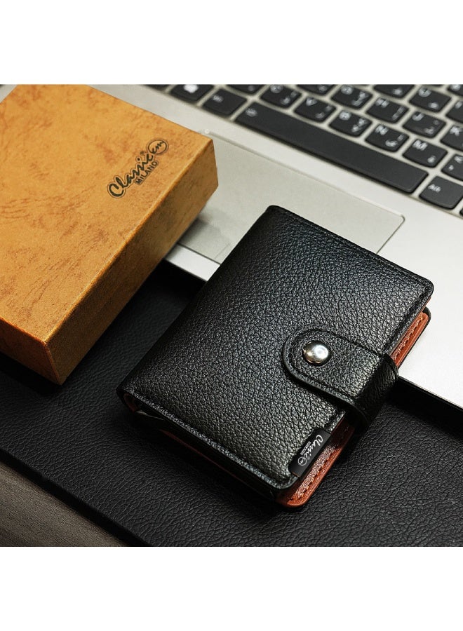 Classic Milano Faux Leather RFID Blocking Pop Up Wallet for Men and Women - Automatic Card Holder Wallet with Pop-up Design - Secure, Compact Credit Card Holder for Men - Stylish Wallet for Men & Women’s RFID Card Wallet - Image 1