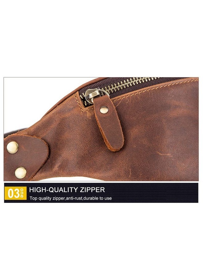 CONTACTS Contacts Fanny Pack Waist Bag Multifunction Genuine Leather Hip Bum Bag Travel Pouch for Men and Women- Sturdy Metal Zippers | Adjustable Belt & Brass Lock (Hunter Brown)  - Image 2