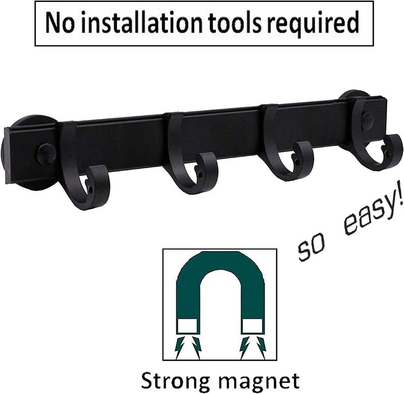 Auxphome Magnetic Bbq Tool Rack Universal Fridge Organizer Grill Cutlery Holder Towel Hanger - 4 Adjustable Rail Hooks Storage For Hanging Kitchen Utensils Tongs Oven Mitt Whisks Hand Towel Etc. - Image 2