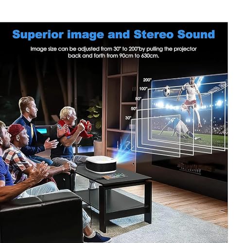 BIGASUO Native 1080P Projector, Bluetooth 5.0, 280 ANSI Lumens, Digital Zoom, HiFi Stereo, Home Theatre Projector with 100-inch Screen (Bigasuo N1) - Image 3