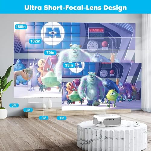 BIGASUO Native 1080P Projector, Bluetooth 5.0, 280 ANSI Lumens, Digital Zoom, HiFi Stereo, Home Theatre Projector with 100-inch Screen (Bigasuo N1) - Image 5