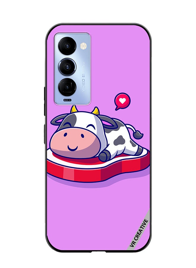 VR CREATIVE Protective Case Cover For Tecno Camon 18/18 P Cute Cow Sleeping On Beef Steak Cartoon Design Multicolour - Image 1