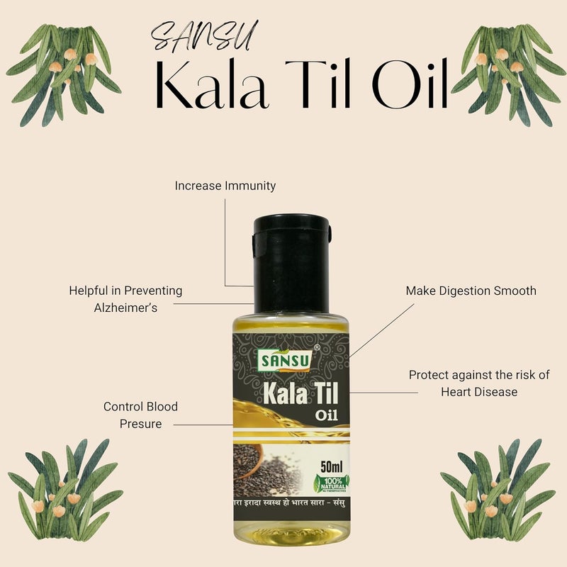 Sansu kala Til Ka Tel Natural Black Seesam oil 50ml With Alsi ka Tel Natural Flexseed oil 100ml Pack of 2 - Image 5