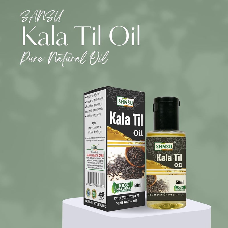 Sansu kala Til Ka Tel Natural Black Seesam oil 50ml With Alsi ka Tel Natural Flexseed oil 100ml Pack of 2 - Image 3