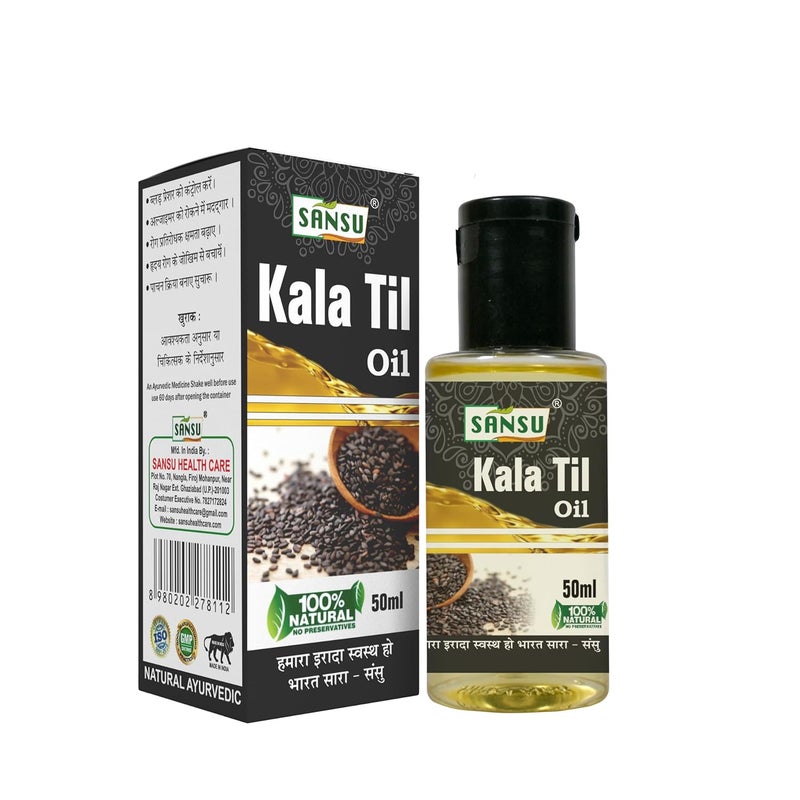 Sansu kala Til Ka Tel Natural Black Seesam oil 50ml With Alsi ka Tel Natural Flexseed oil 100ml Pack of 2 - Image 2