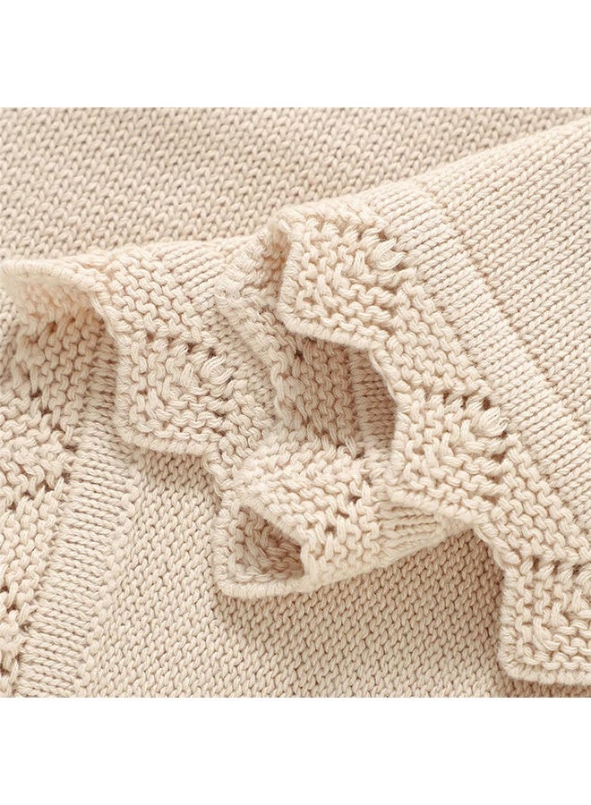 دوكو بطانية أطفال خلوية من القطن، بطانية ناعمة محبوكة مقاس 70*90 سم لحديثي الولادة من الأولاد والبنات مع تطريز جميل على شكل دب، قابلة للتنفس ومتينة - Image 5