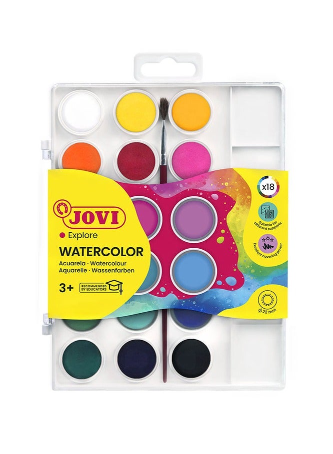 JOVI طقم ألوان مائية مكون من 18 قطعة مع فرشاة - Image 1