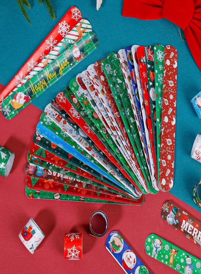 LUYI 60 PCS Christmas Slap Bracelets, Christmas Party Favors Toys for Xmas Slap Wristbands Snap Bracelets Bulk Stocking Stuffers Decoration Gifts Bag Filler - Image 5