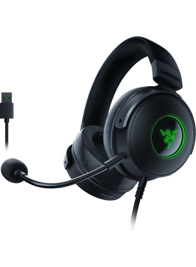 Razer Kraken V3 HyperSense, Wired USB Gaming Headset: Haptic Technology, THX Spatial Audio, Detachable HyperClear Cardioid, Passive noise cancellation, For PC, PlayStation, Nintendo Switch - Black - Image 1