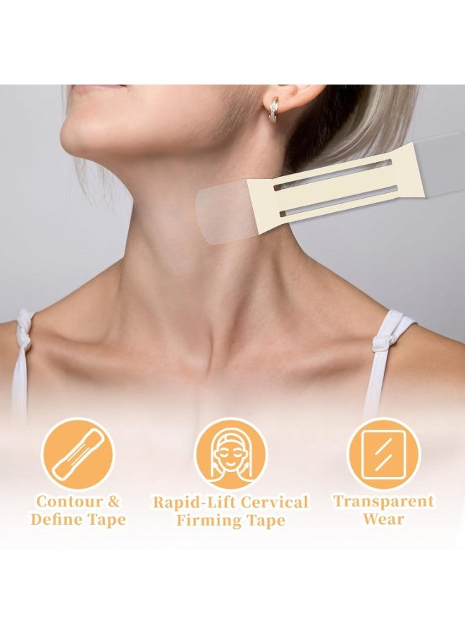 24pcs Neck Tape Lifting Invisible - Instant Neck & Face Lift Strap Patch Tightening Tapes (4 High Elastic Pull Strips + 20 Replacement Patches) - Breathable Skin Tone Bands for Instant Lift - Image 3