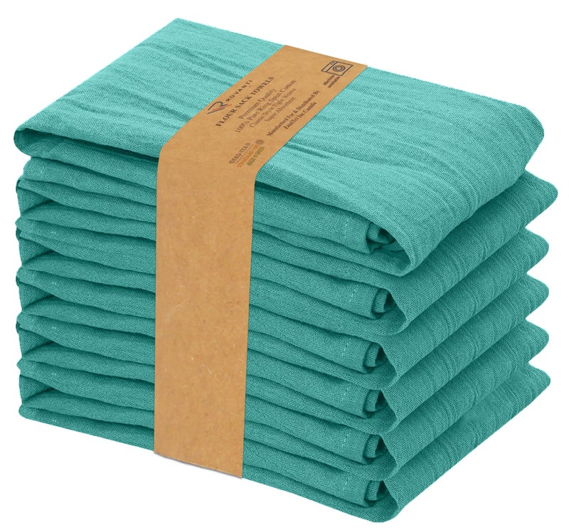 Ruvanti RUVANTI Flour Sack Towels 6 Pack 28x28 Inch  100% Cotton Tea Towel  Reusable  Machine Washable  Absorbent BarTowels - Dish Cloth Perfect for Drying Dishes & Cleaning - Turquoise  - Image 1