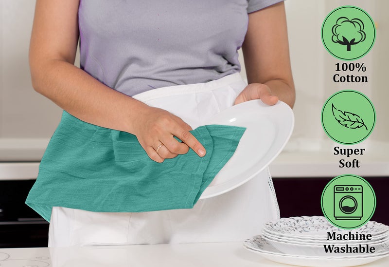 Ruvanti RUVANTI Flour Sack Towels 6 Pack 28x28 Inch  100% Cotton Tea Towel  Reusable  Machine Washable  Absorbent BarTowels - Dish Cloth Perfect for Drying Dishes & Cleaning - Turquoise  - Image 5