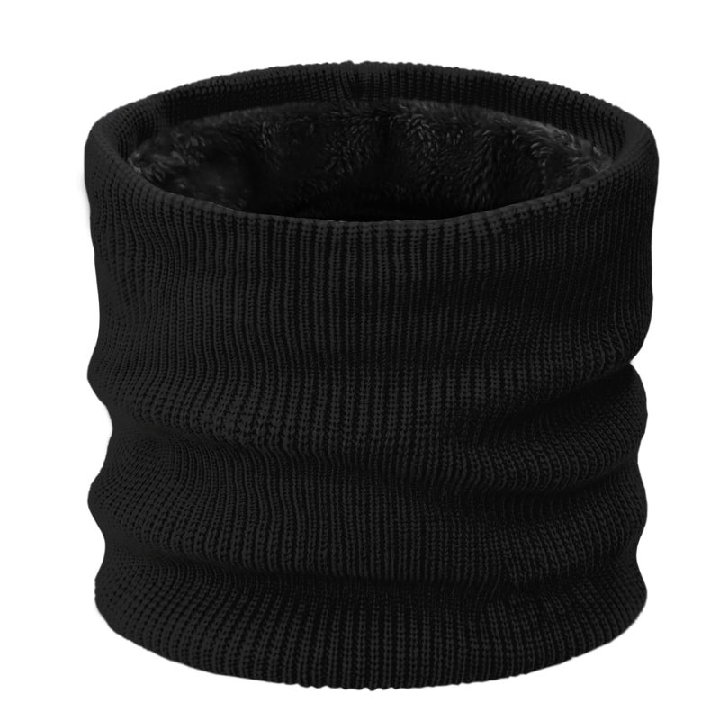 YUHAN PRETTY Kids Ski Mask Neck Warmer Winter Neck Gaiter Boys Girls Warm Thermal Fleece Lined Knitted Scarf for Cold Weather(Black) - Image 1