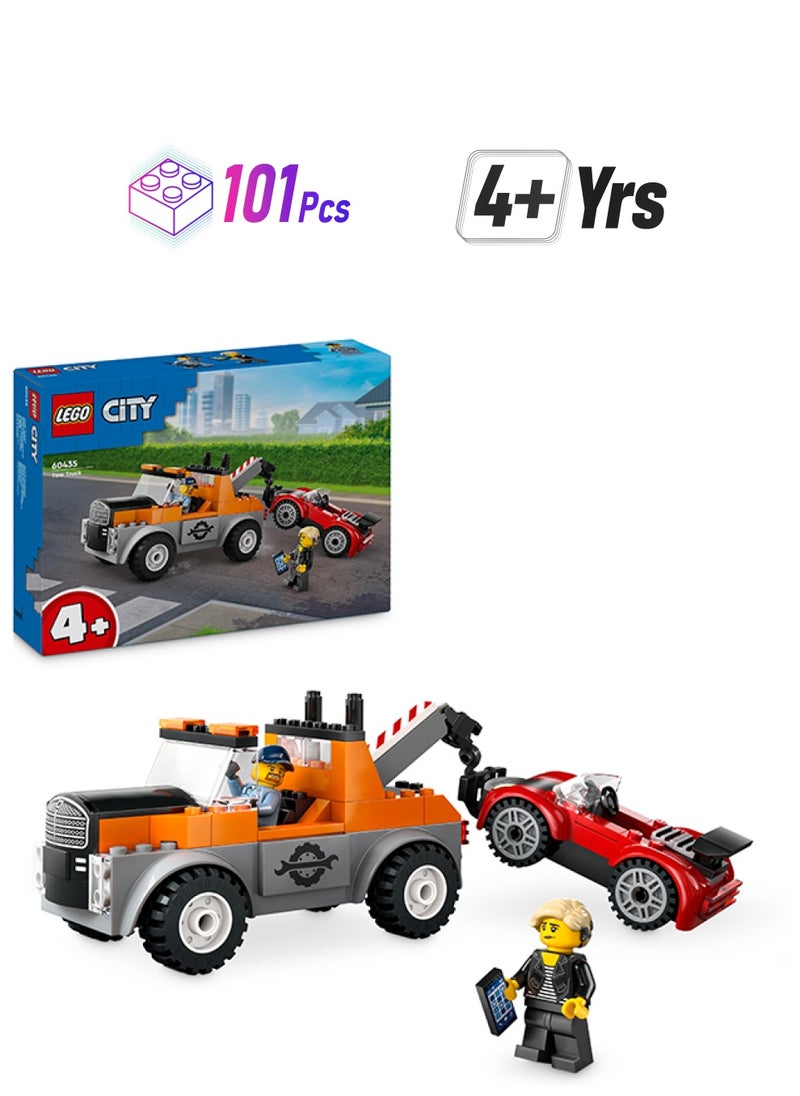 LEGO مجموعة لعبة اسعاف المدينة وشاحنة قلاب و سيارة رياضية لإصلاح الاطفال من عمر 4 سنوات فما فوق، هدية عيد ميلاد للأطفال، 2 شخصية صغيرة مع ملحقات تتضمن زراعة قوقعة 60435 (101 قطعة)  - Image 1