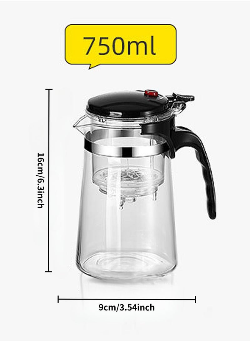 LOOPITYS 750ml glass teapot, detachable, detachable glass filter borosilicate glass teapot, fragrant loose leaf teapot, transparent teapot for 360 degree observation  - Image 5