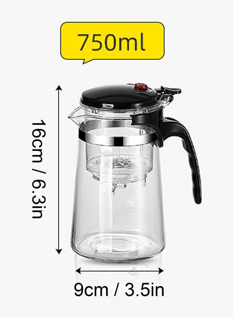 LOOPITYS 750ml glass teapot, detachable, detachable glass filter borosilicate glass teapot, fragrant loose leaf teapot, transparent teapot for 360 degree observation - Image 4