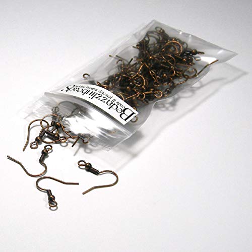 Bedazzlinbeads 50 Nickel Free Antiqued Finish Ball & Coil Fish Hook Earring Findings for DIY (Antique Copper) - Image 2
