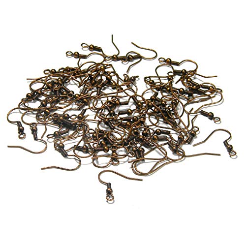 Bedazzlinbeads 50 Nickel Free Antiqued Finish Ball & Coil Fish Hook Earring Findings for DIY (Antique Copper) - Image 3