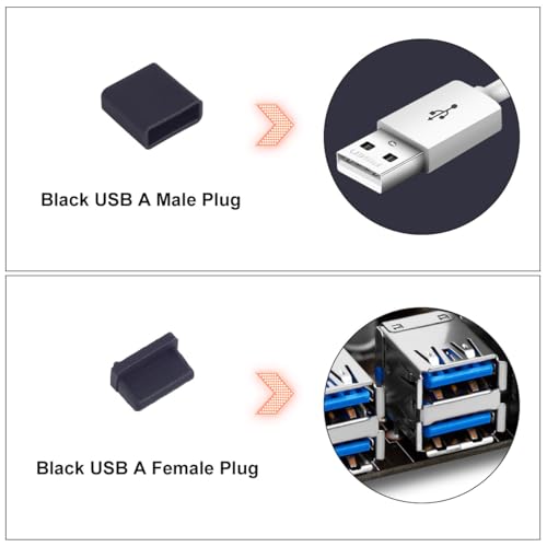 WLXTREE USB Cover Port Plug Caps - 30PCS 6 Type Silicone Anti Dust Cover USB Port Protection Stopper for USB Type-C, Micro USB, USB A Female and Male Ports with Cleaning Brush Kit - Image 3