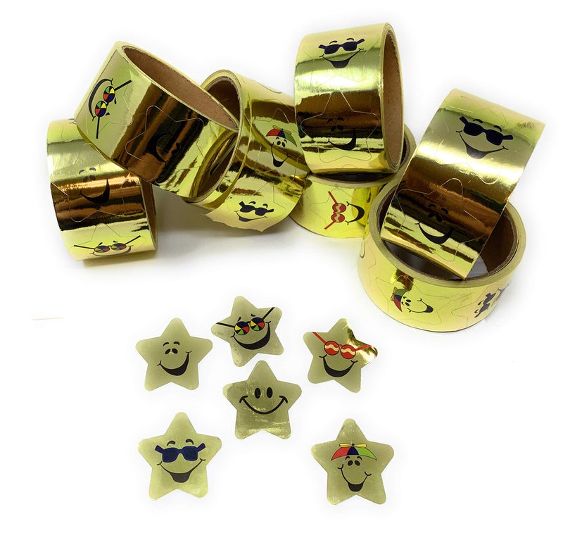 Funiverse Bulk 1000 Piece Gold Star Sticker Pack - 10 Rolls of 100 Stickers Each - Stufent Reading and Grading Rewards - Jumbo Teacher Pack - Image 1