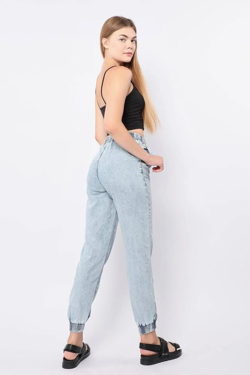 Banny Jeans Women's Elastic Jogger Pants Light Blue