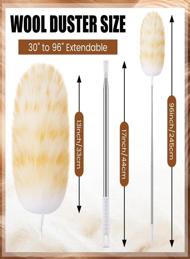 Remerry Extendable Lambswool Duster 30-96 Inch with Stainless Steel Handle Removable Head Multi-Surface Cleaning Tool for Ceiling Fan, Window, Roof, Wall, Furniture, Bookshelf, Home, Office - Image 2
