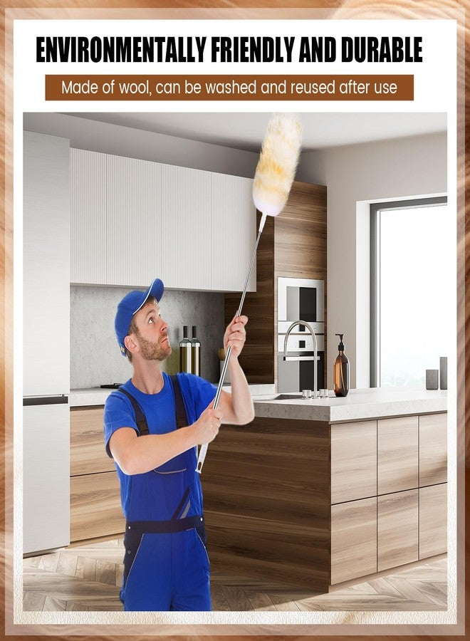 Remerry Extendable Lambswool Duster 30-96 Inch with Stainless Steel Handle Removable Head Multi-Surface Cleaning Tool for Ceiling Fan, Window, Roof, Wall, Furniture, Bookshelf, Home, Office - Image 5
