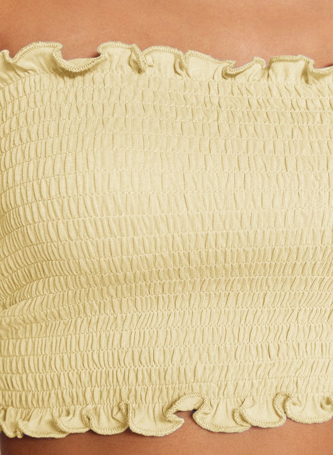 trendyol Light Yellow Strapless Gipel Flexible Knitted Blouse  - Image 4