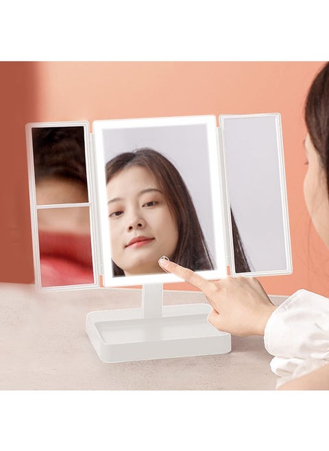 3-Sided Folding Makeup Mirror, Vanity Mirror with 1×, 2×, 3× Magnification Effects, Suitable for Exquisite Makeup in Various Occasions