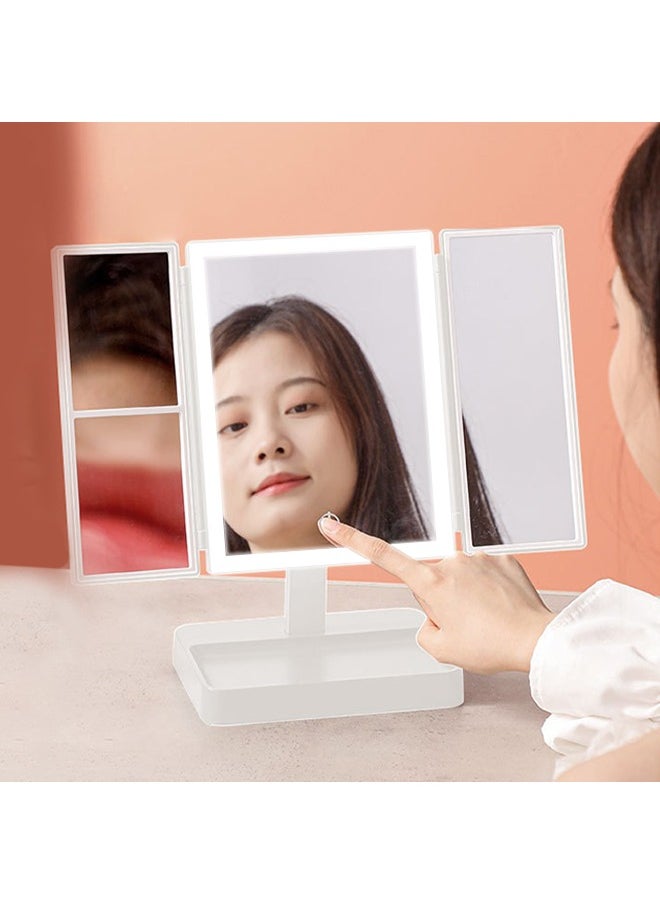 3-Sided Folding Makeup Mirror, Vanity Mirror with 1×, 2×, 3× Magnification Effects, Suitable for Exquisite Makeup in Various Occasions