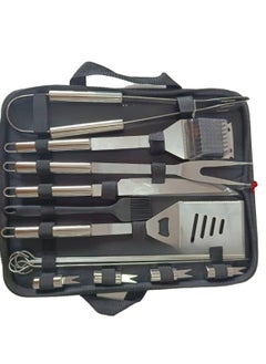Huitich 15-Piece Stainless Steel BBQ Accessories Set with Storage Bag Black  - Image 1