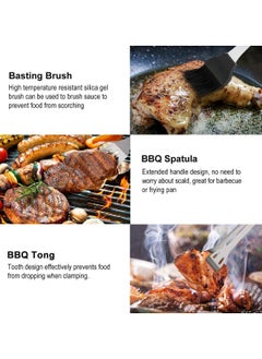 Huitich 15-Piece Stainless Steel BBQ Accessories Set with Storage Bag Black  - Image 3