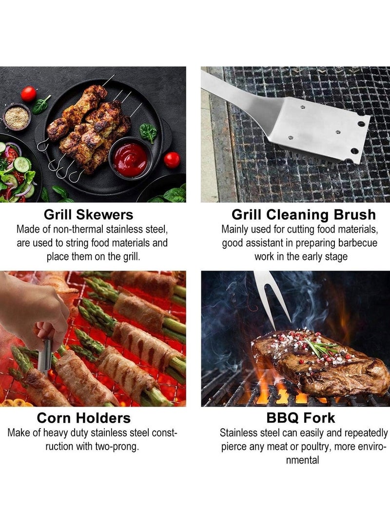 Huitich 15-Piece Stainless Steel BBQ Accessories Set with Storage Bag Black - Image 2