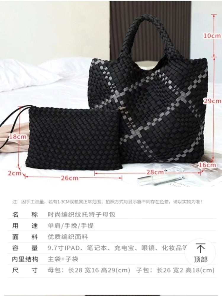 New Popular Woven Tote Bag Large Capacity Commuter Shoulder Bucket Bag Fashionable Hand Bag For Women - Image 2