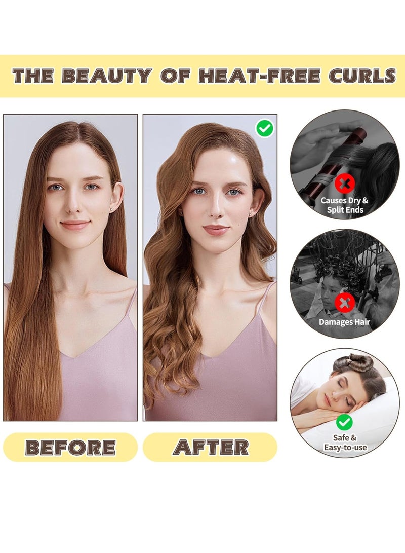 NIKITA.VIVI 4Pcs Heatless Hair Curler Curling No Heat Hair Curler to Sleep in Curling Rod Curlers for Short Hair Overnight Blowout Curls Rods for hair Rods for Heatless Curls Blonde Brown Curler Headband Heatless Curling Rod - Image 2