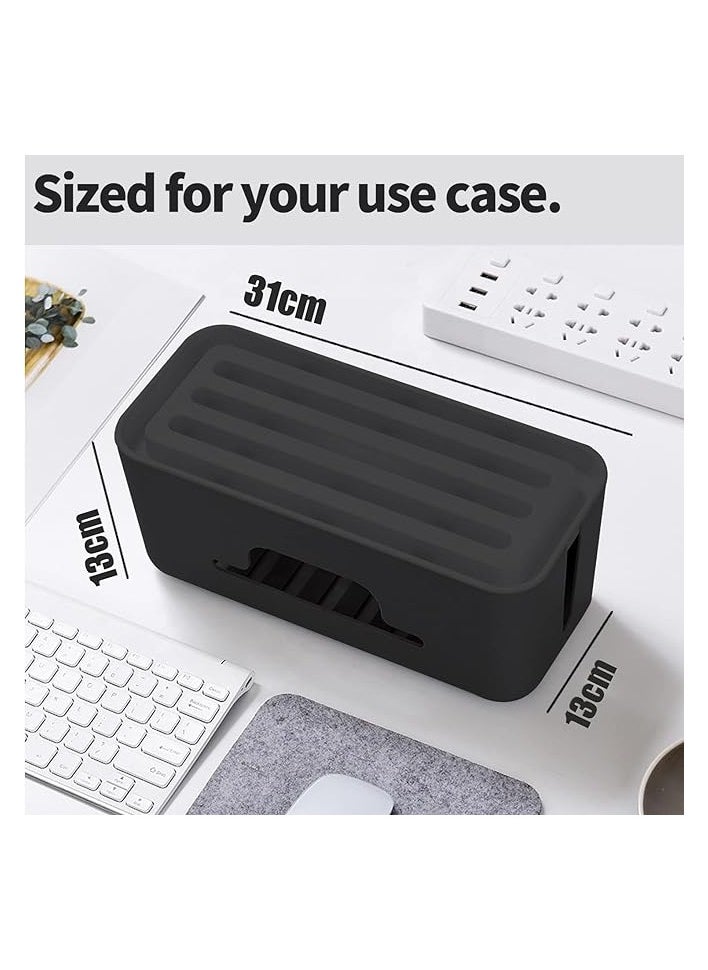 Joyzzz Cable Management Box, Extension Large Wire Organizer Box with Slotted Top, High Utility Advanced Cable Management Box, Power Strip Holder for Living Room, Bedside, Home, Office Desk
