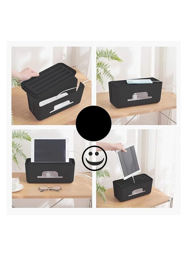 Joyzzz Cable Management Box, Extension Large Wire Organizer Box with Slotted Top, High Utility Advanced Cable Management Box, Power Strip Holder for Living Room, Bedside, Home, Office Desk
