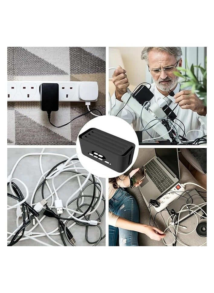 Joyzzz Cable Management Box, Extension Large Wire Organizer Box with Slotted Top, High Utility Advanced Cable Management Box, Power Strip Holder for Living Room, Bedside, Home, Office Desk