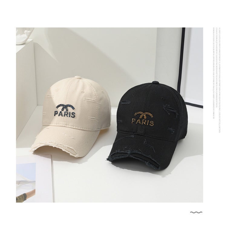 Baseball Cap Women 20 Denim Embroidered Letter Vintage Distressed Soft Brim Unisex Hat - Image 2