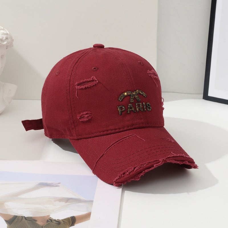 Baseball Cap Women 20 Denim Embroidered Letter Vintage Distressed Soft Brim Unisex Hat - Image 1