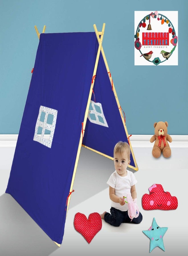 CREATIVE TEXTILES Tent House for Kids Collapsible A Frame Play Tent | Tent House | Play House for Children (Blue) - Image 5