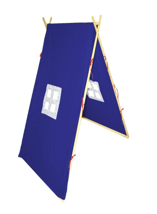 CREATIVE TEXTILES Tent House for Kids Collapsible A Frame Play Tent | Tent House | Play House for Children (Blue) - Image 2