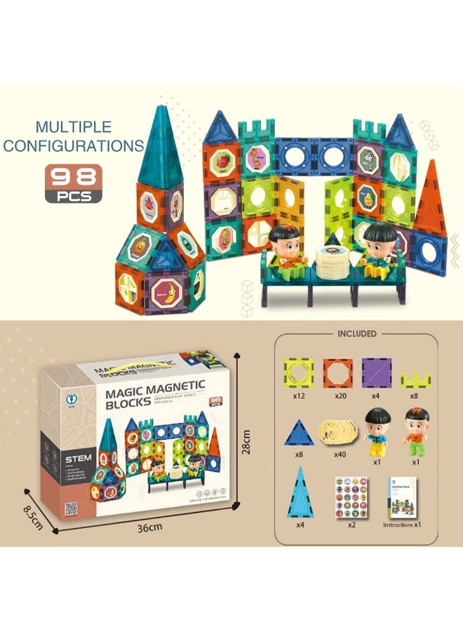 3D Magnetic Tiles Magnetic Building Blocks Educational, Construction & Learning Toy Game For Children Kids Boys & Girls Age 3 To 10 Years Old. Best For Gift - Image 2