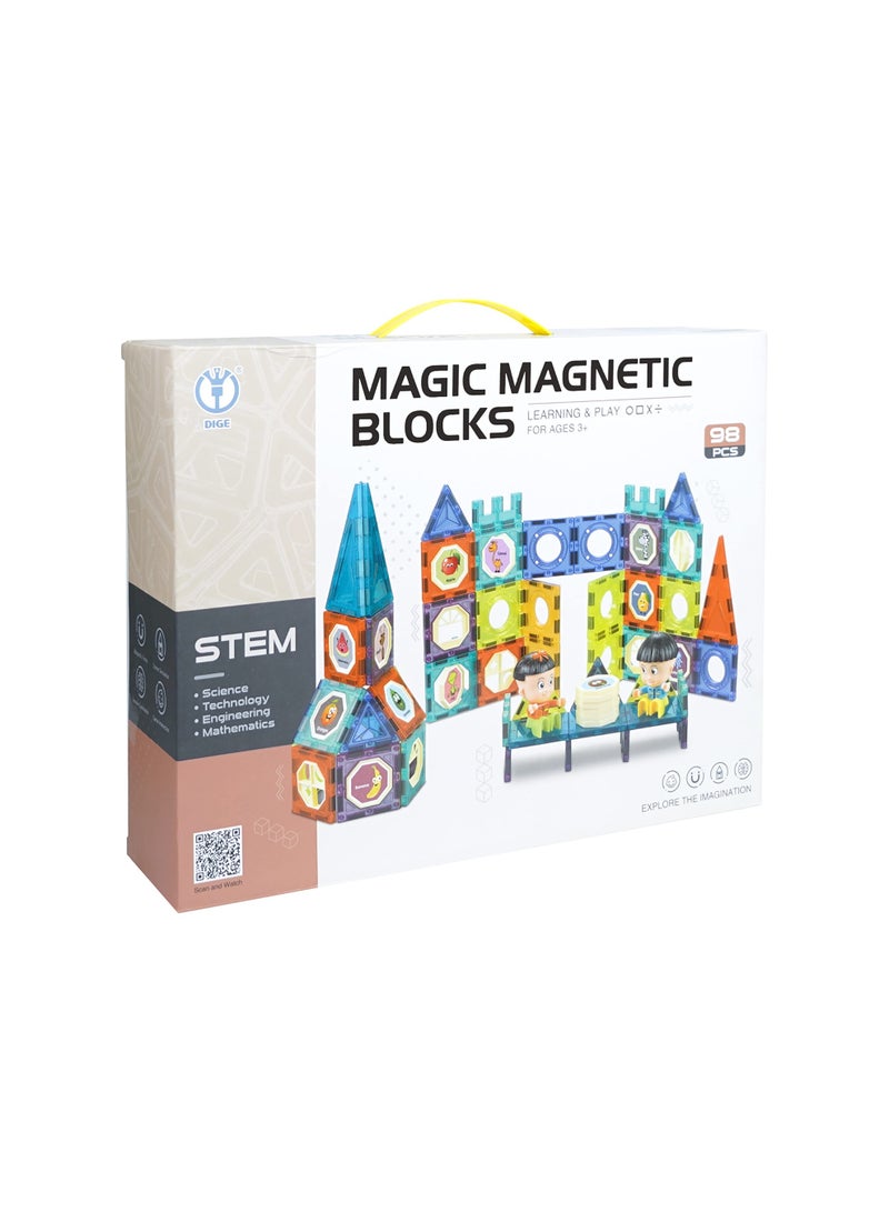 3D Magnetic Tiles Magnetic Building Blocks Educational, Construction & Learning Toy Game For Children Kids Boys & Girls Age 3 To 10 Years Old. Best For Gift - Image 3