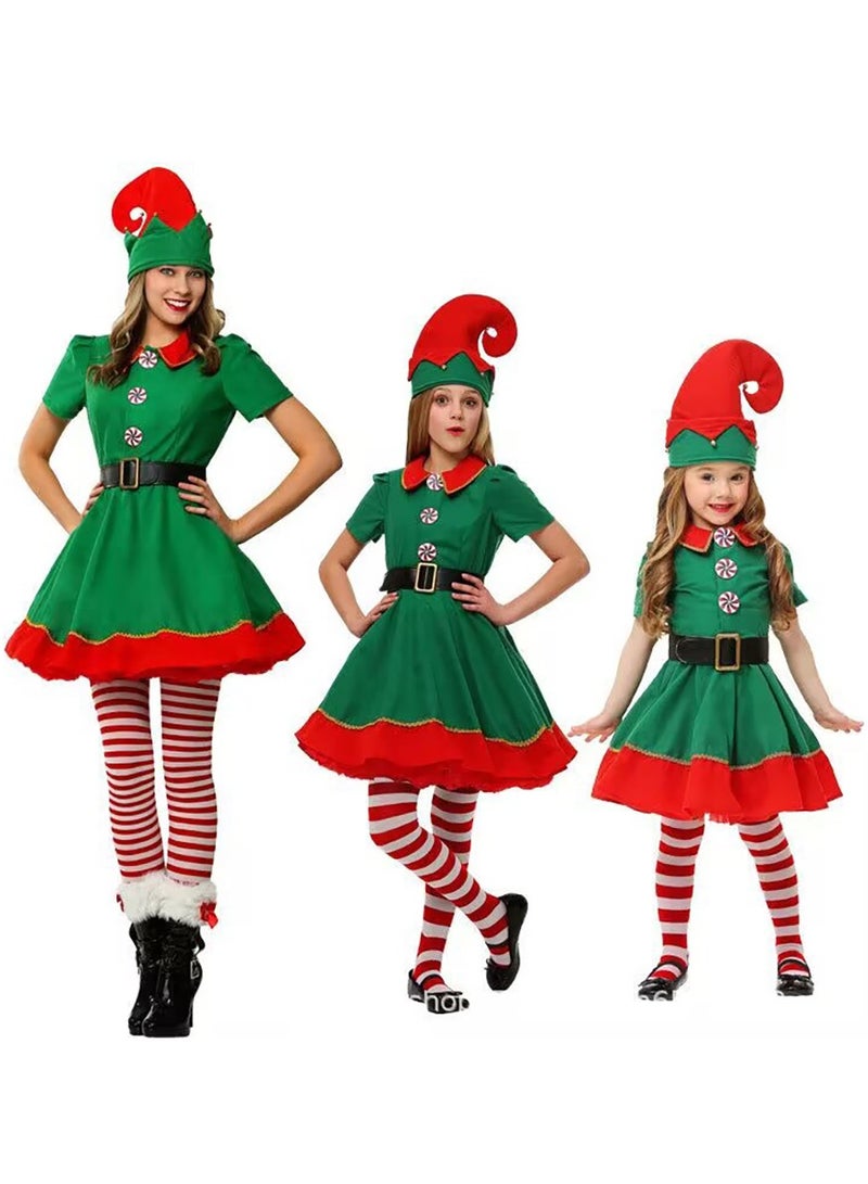 Elf Costume Dress for Girls Elf Dress Up Costume for Kids Cosplay Costume with Hat Sock Belt  - Image 4
