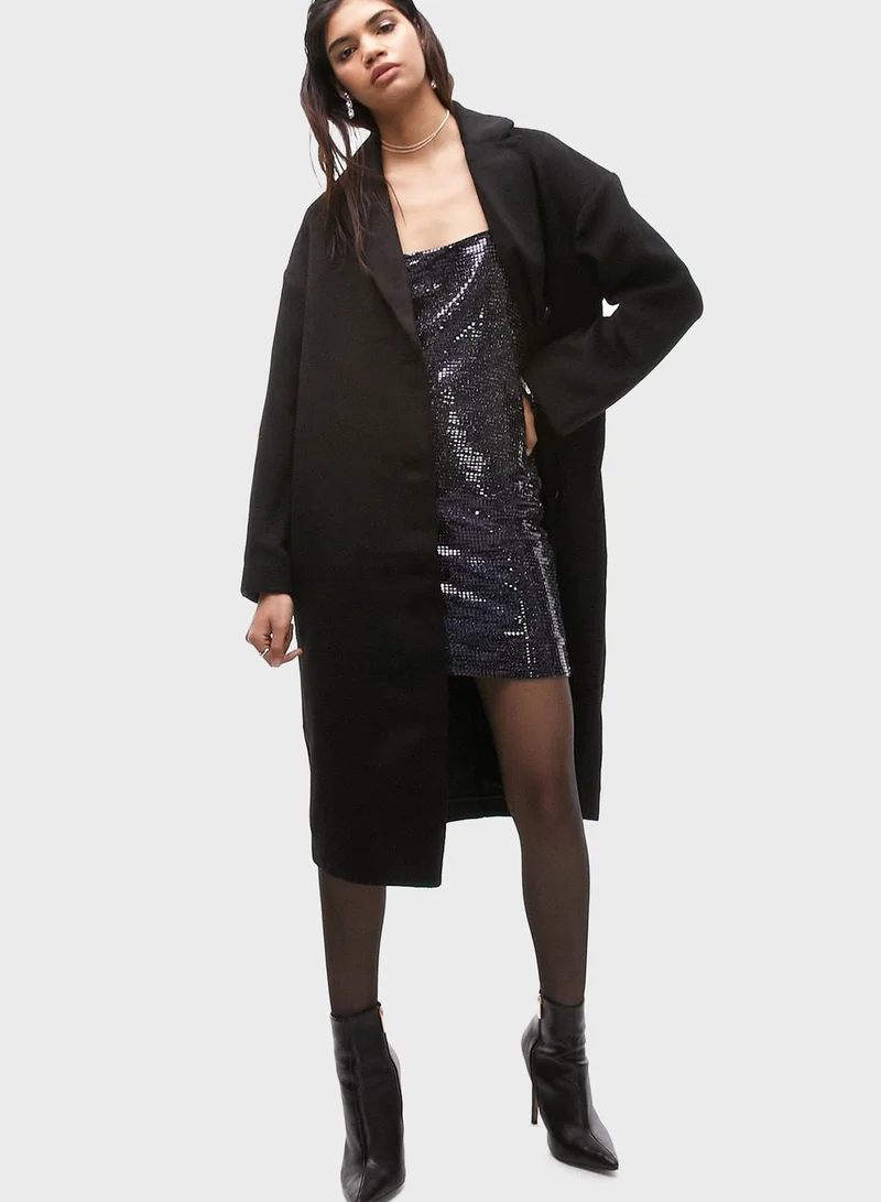 TOPSHOP Pocket Detail Longline Coat